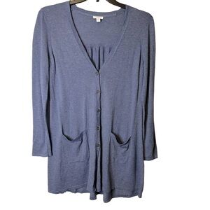 J Jill Cardigan Button Front Pockets Lagenlook Coastal Boho Artsy Resort Small